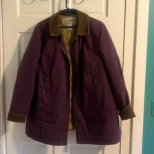 L.L. Bean Vintage Cotton Chore Coat With Corduroy Collar Button Down Size XL